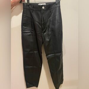 Zara Straight-leg Black Leather pants
